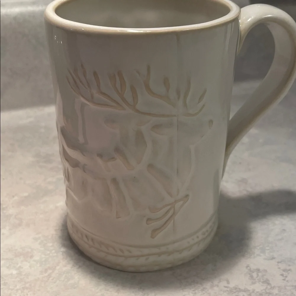 Williams Sonoma Embossed Santa/Reindeer Mug
